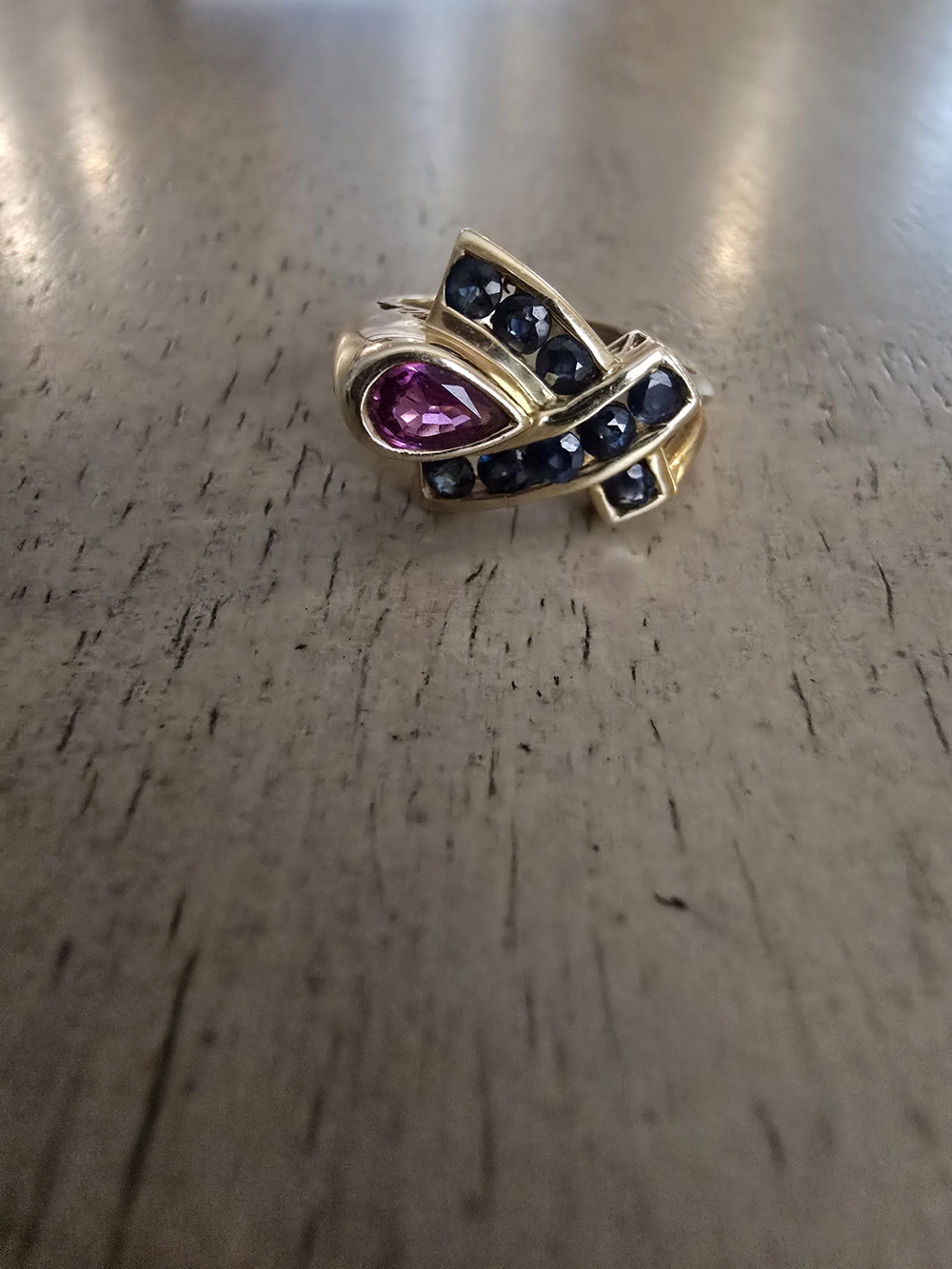 Vintage 10kt Yellow Gold Ruby and Sapphire Ring/ Size 6
